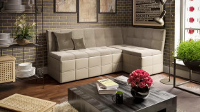 Скамья угловая «Домино» со спальным местом исп. 2 Кожзам Светло-коричневый, Велюр Мокко светлый в Тюмени - mebel-tymen.ru | фото