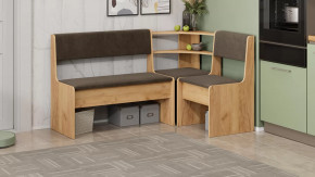 Скамья угловая «Ларго» Дуб Крафт золотой, Велюр Коричневый в Тюмени - mebel-tymen.ru | фото