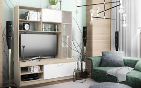 СОФИ СЦС1400.1 Гостиная №1 (ш1400*г450*в1725мм), ЛДСП дуб сонома/белый NEW в Тюмени - mebel-tymen.ru | фото