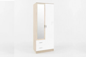 СОФИ СШК 800.3 Шкаф 2х створч. с зеркалом, 2мя ящ, (ш800*г540*в2100мм), ЛДСП дуб сонома/белый NEW в Тюмени - mebel-tymen.ru | фото