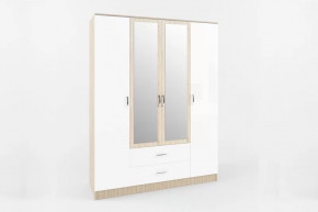 СОФИ СШК1600.1 Шкаф 4х ств с 2мя зерк, 2мя ящ, (ш1600*г540*в2100мм), ЛДСП дуб сонома/белый NEW в Тюмени - mebel-tymen.ru | фото