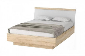 СОНАТА КРС-1600 Кровать с ПМ (с/м 1600*2000 мм), ЛДСП дуб сонома-белый глянец в Тюмени - mebel-tymen.ru | фото