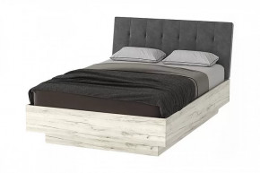 СОНАТА КРС-1600 Кровать с ПМ (с/м 1600*2000 мм), велюр GRAFIT (серый)/ЛДСП дуб крафт белый в Тюмени - mebel-tymen.ru | фото