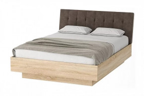 СОНАТА КРС-1600 Кровать с ПМ (с/м 1600*2000 мм), велюр JAWA (коричневый)/ЛДСП дуб сонома в Тюмени - mebel-tymen.ru | фото
