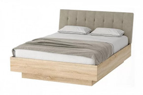 СОНАТА КРС-1600 Кровать с ПМ (с/м 1600*2000 мм), велюр SAND (бежевый)/ЛДСП дуб сонома в Тюмени - mebel-tymen.ru | фото