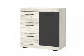 СОНАТА КС-900 1Д Комод 1дв, 3ящ. (ш900*г450*в870мм), ЛДСП дуб крафт белый-антрацит в Тюмени - mebel-tymen.ru | фото