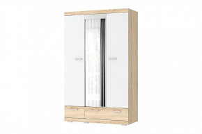 СОНАТА ШСЗ-1350 Шкаф 3дв (1 зерк.), 2ящ (ш1350*г570*в2202мм), ЛДСП дуб сонома-белый глянец в Тюмени - mebel-tymen.ru | фото