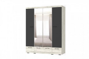 СОНАТА ШСЗ-1800 Шкаф 4дв (2 зерк.), 3ящ (ш1800*г570*в2202мм), ЛДСП дуб крафт белый-антрацит в Тюмени - mebel-tymen.ru | фото