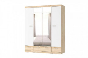 СОНАТА ШСЗ-1800 Шкаф 4дв (2 зерк.), 3ящ (ш1800*г570*в2202мм), ЛДСП дуб сонома-белый глянец в Тюмени - mebel-tymen.ru | фото