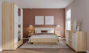 СОНАТА  СПАЛЬНЯ №ДСБГ-2 (ШСЗ-1350,ТС-450(2),КРС-1400,КС-1500),ЛДСП дуб сонома/ЛДСП дуб сонома-белый глянец в Тюмени - mebel-tymen.ru | фото