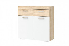 СОНАТА ТС-900 Тумба 2дв, 2ящ. (ш900*г368*в880мм), ЛДСП дуб сонома/ЛДСП дуб сонома-белый глянец в Тюмени - mebel-tymen.ru | фото
