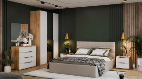 Спальный гарнитур «Джоли» №1 Дуб Крафт золотой, Белый матовый, Велюр Confetti Smoke в Тюмени - mebel-tymen.ru | фото