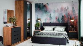 Спальный гарнитур «Джоли» №1 Дуб Крафт золотой, Графит матовый, Велюр Графит в Тюмени - mebel-tymen.ru | фото