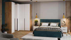 Спальный гарнитур «Джоли» №3 Дуб Крафт золотой, Белый матовый, Велюр Confetti Izumrud в Тюмени - mebel-tymen.ru | фото