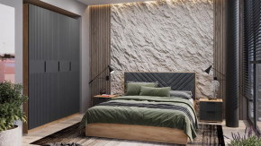 Спальный гарнитур «Хилтон» №2 Дуб Крафт золотой, Графит матовый в Тюмени - mebel-tymen.ru | фото