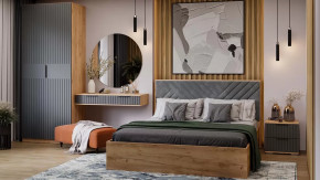 Спальный гарнитур «Хилтон» №3 Дуб Крафт золотой, Графит матовый в Тюмени - mebel-tymen.ru | фото