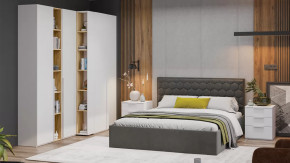 Спальный гарнитур «Порто» №1 Белый Жемчуг, Яблоня Беллуно, Белый софт, Велюр Confetti Stone в Тюмени - mebel-tymen.ru | фото