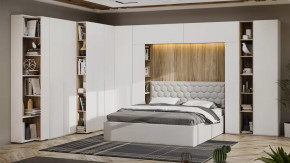 Спальный гарнитур «Порто» №2 Белый Жемчуг, Яблоня Беллуно, Белый софт, Экокожа белая Polo в Тюмени - mebel-tymen.ru | фото