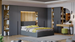 Спальный гарнитур «Порто» №3 Яблоня Беллуно, Графит софт, Велюр Confetti Stone в Тюмени - mebel-tymen.ru | фото