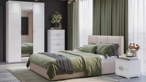 Спальный гарнитур «Стелла» №3 Белый холст, Белый Жемчуг, Велюр Мокко светлый в Тюмени - mebel-tymen.ru | фото