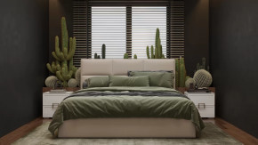 Спальный гарнитур «Стелла» стандартный Белый холст, Белый Жемчуг, Велюр Confetti Cream в Тюмени - mebel-tymen.ru | фото