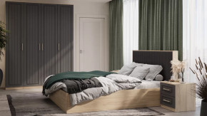 Спальный гарнитур «Сэнди» №4 Вяз благородный, Серый вулкан, Велюр Графит в Тюмени - mebel-tymen.ru | фото