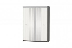 СТЕФАНИ Шкаф 4-х дверный (ш1600*г600*в2200мм), Графит-Серый софт/Рамух белый в Тюмени - mebel-tymen.ru | фото