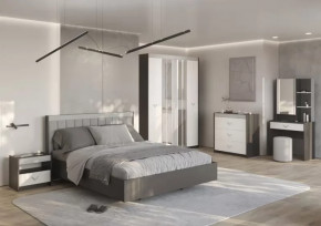 СТЕФАНИ Спальня №1, ЛДСП Графит-МДФ Серый софт/ЛДСП Рамух белый в Тюмени - mebel-tymen.ru | фото