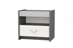 СТЕФАНИ Тумба прикроватная (ш500*г350*в460мм), Графит-Серый софт/Рамух белый в Тюмени - mebel-tymen.ru | фото