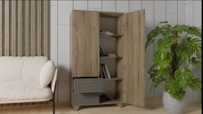 Стеллаж Копенгаген без стекла (Дуб Самдал/Серый графит) в Тюмени - mebel-tymen.ru | фото