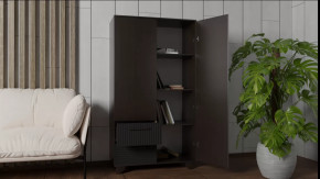 Стеллаж Копенгаген без стекла (Венге/Черный матовый) в Тюмени - mebel-tymen.ru | фото