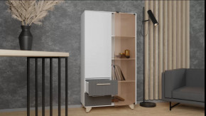 Стеллаж Копенгаген со стеклом (Белый/Серый графит) в Тюмени - mebel-tymen.ru | фото