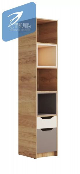 Стеллаж СЖ-001 "RICH" Миндаль/Глиняный серый/дуб крафт золотой в Тюмени - mebel-tymen.ru | фото