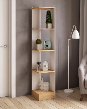 Стеллаж СТМ-1 (ш350*г350*в1766мм), ЛДСП Белый/ЛДСП Дуб крафт золотой в Тюмени - mebel-tymen.ru | фото