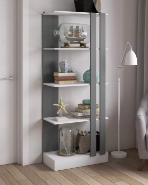 Стеллаж СТМ-2 (ш700*г366*в1766мм), ЛДСП Графит серый/ЛДСП Белый в Тюмени - mebel-tymen.ru | фото