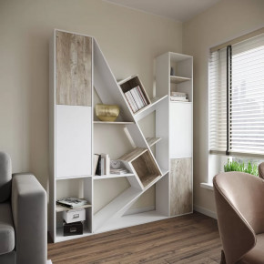 Стеллаж СТМ-3 (ш1800*г300*в2120мм), ЛДСП Белый-Дуб юкон в Тюмени - mebel-tymen.ru | фото