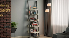 Стеллаж тип 15 Дуб крафт белый, Графит Серый в Тюмени - mebel-tymen.ru | фото