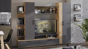 Стенка «Дакота» Дуб Крафт золотой, Антрацит в Тюмени - mebel-tymen.ru | фото