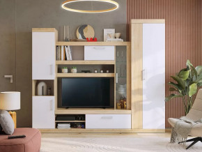 Стенка для гостиной Макси К1 дуб сонома/белое дерево в Тюмени - mebel-tymen.ru | фото