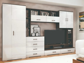 Стенка Коста МДФ Венге-белый глянец в Тюмени - mebel-tymen.ru | фото