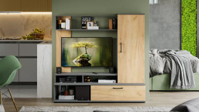 Стенка «Сиена» Графит Серый, Дуб Крафт золотой в Тюмени - mebel-tymen.ru | фото