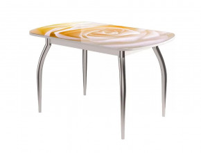 Стол Бостон-2 ф/п Чайная роза, 1100*700 мм, белый/хром триумф в Тюмени - mebel-tymen.ru | фото