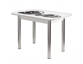 Стол Бостон 2, ф/п Шары, 1100*700 мм, белый/опоры брифинг хром в Тюмени - mebel-tymen.ru | фото