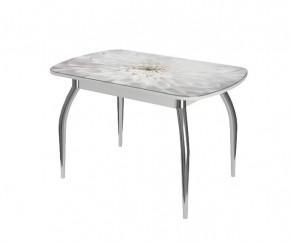 Стол Бостон-3 раздвижной, Флоренс, фотопечать/хром триумф в Тюмени - mebel-tymen.ru | фото