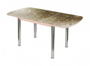 Стол Бостон-3 раздвижной, фотопечать Дождь/дуб атланта/хром брифинг в Тюмени - mebel-tymen.ru | фото