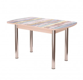 Стол Бостон-3 раздвижной, фотопечать Доски цветные/дуб атланта/хром брифинг в Тюмени - mebel-tymen.ru | фото