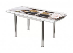 Стол Бостон-3 раздвижной, фотопечать Кофе макарун/белый/хром брифинг в Тюмени - mebel-tymen.ru | фото