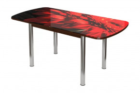 Стол Бостон-3, раздвижной, фотопечать Красная гербера/венге/хром брифинг в Тюмени - mebel-tymen.ru | фото