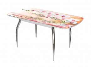 Стол Бостон-3 раздвижной, фотопечать Орхидея на воде/белый/хром триумф в Тюмени - mebel-tymen.ru | фото