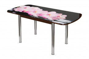 Стол Бостон-3, раздвижной, фотопечать Розовая орхидея/венге/хром брифинг в Тюмени - mebel-tymen.ru | фото